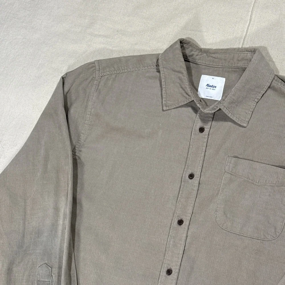 Katin Shirt Mens Corduroy Long Sleeve Snap Up Pockets Casual XL Beige